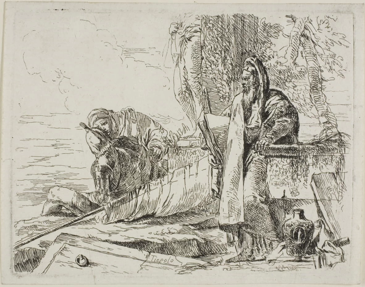 Filosofo in piedi e altre due figure, da Capricci - Art Institute of Chicago